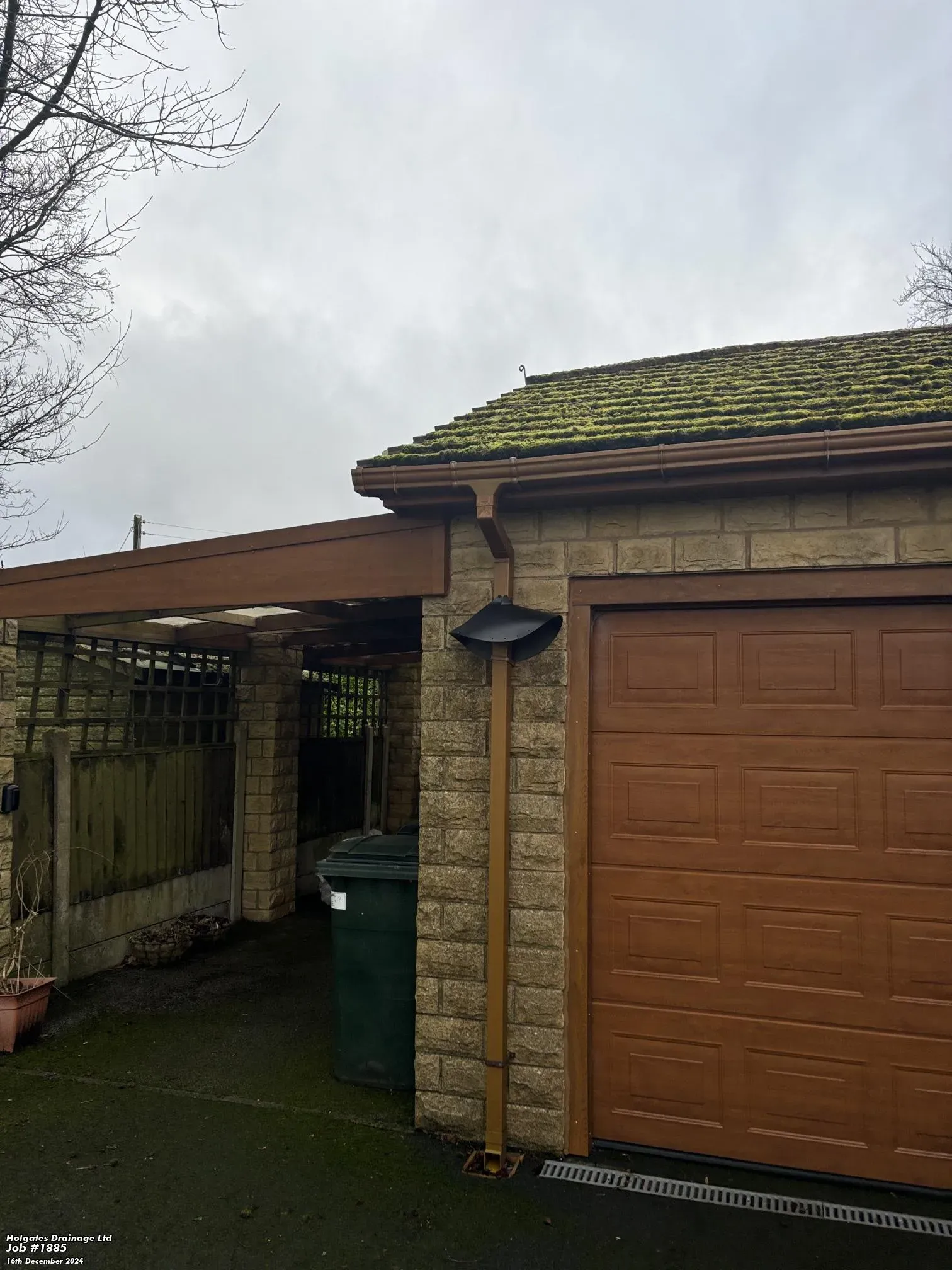 Rodent proofing cone guard installed on a garage drainpipe in Blackburn